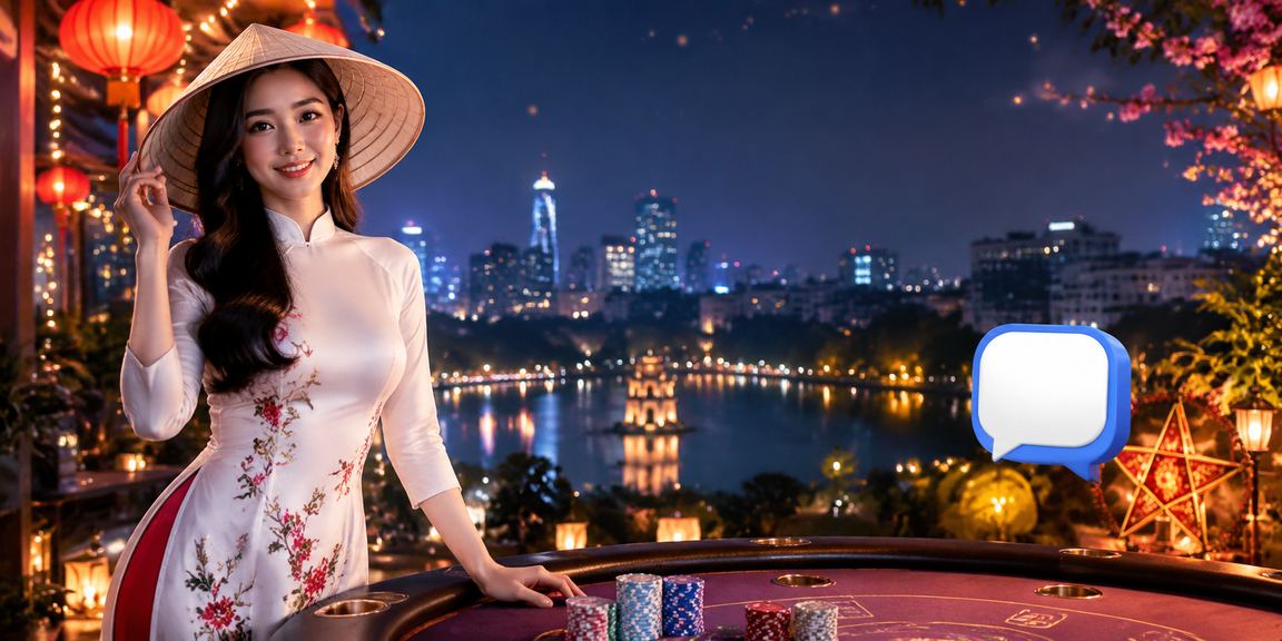 Người dùng Hà Nội đội nón lá sử dụng ứng dụng casino trên điện thoại