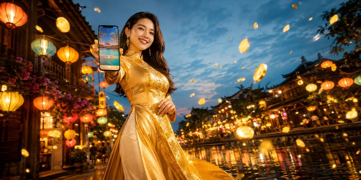 Phụ nữ Hà Nội mặc áo dài kiểm tra khuyến mãi casino trên điện thoại